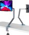 YICOSUN Tablet Arm Mount with Super Grip Adjustable Foldable Holder Heavy Duty Aluminum 360 Rotating Clamp for iPad Phone Monitor Kindle Universal for Desk Bed Kitchen Gray