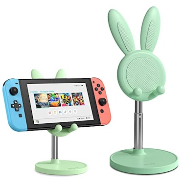 OATSBASF Cell Phone Stand Adjustable Cute Bunny Phone Stand for Desk Kawaii Phone Holder Stand Compatible with All Mobile Phones iPhone Kindle Switch Green