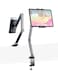 HIBORI iPad Mount for Desk Aluminum Alloy Tablet Stand Foldable Overhead Arm Holder Mount Fits for 47156 Screen PhoneKindleFire HDMonitoriPadGalaxy Tab Series Gray