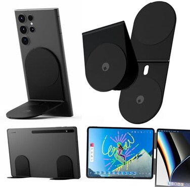 Rolling Square Edge Pro Tablet Kit Mount and Phone Magnetic Holder Smartworking Productivity Stand Accessory Compatible with MagSafe Compatible with Any Tablet or Phone Black