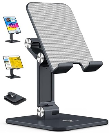 OCYCLONE iPad Stand for Desk Adjustable Foldable Tablet Stand Holder for iPad Accessories Display Stand PC Office Accessories Black