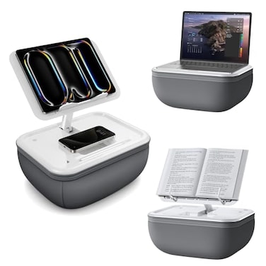 elitehood Adjustable iPad Pillow Stand for Lap Soft Cushion Lap Beanbag Tablet Pillow Stand Tablet Holder for Lap Bed Couch Pillow Pad for Tablet or iPad EReader Books and 4156 Devices Grey