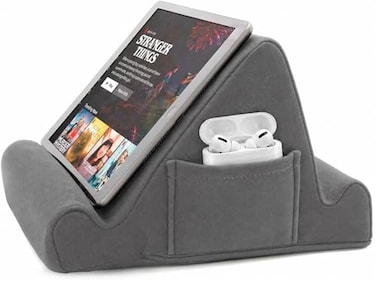 Brookstone Tablet Lap Cushion TabletPhoneEbook Holder for Bed Flights and Travel Memory Foam Lap Desk for Reading and Hands Free Viewing Compatible iPad and Kindle Accessories Grey