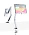 HIBORI iPad Mount for Desk Aluminum Alloy Tablet Stand Foldable Overhead Arm Holder Mount Fits for 47156 Screen PhoneKindleFire HDMonitoriPadGalaxy Tab Series Silver