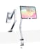 HIBORI iPad Mount for Desk Aluminum Alloy Tablet Stand Foldable Overhead Arm Holder Mount Fits for 47156 Screen PhoneKindleFire HDMonitoriPadGalaxy Tab Series Silver