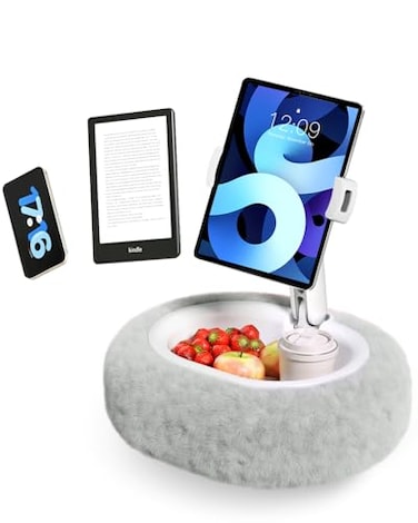 SupeDesk Tablet Pillow Stand for Bed Adjustable Tablet Stand with Detachable Snack Bowl Phone Stand for Bed Kindle Holder iPad Holder Tablet Holder for Reading Watching Videos and Streaming