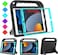 BMOUO Kids Case for iPad 9th8th7th Generation 202120202019 with Builtin Screen Protector Shockproof Handle Stand Kids iPad 102 Case Black and Turquoise