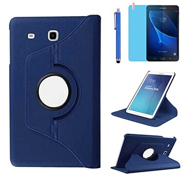 R.SHENGTE Case for Samsung Galaxy Tab A 70 inch 2016 Tablet SMT280 SMT285360 Degree Rotating Stand Case Full Protective Coverwith Stylus PenScreen Film Deep Blue