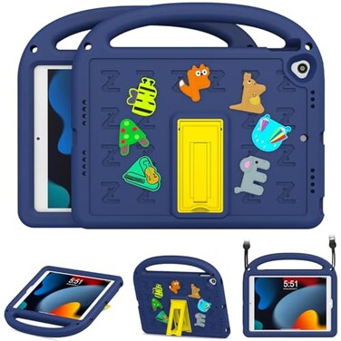 AGROMI Kids Case for iPad 9th8th7th Generation 102 Inch 202120202019 with Builtin AntiSlip HandleFoldable StandShoulder Strap Shockproof Protective Kids iPad 9th8th7th Gen Case 102 Inch