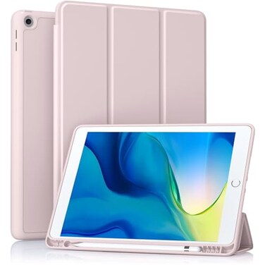 Akkerds Case Compatible with iPad 102 Inch 202120202019 for iPad 9th8th7th Generation with Pencil Holder Protective Cover with Soft TPU Back Auto SleepWake Pink