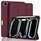 ZryXal iPad Pro 11 Inch Case M5 2025 M4 2024 Model A2836A2837A3006 Trifold Stand Smart Cover with Pencil Holder and Soft TPU Back Auto WakeSleep Wine