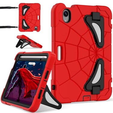 Nitupai Case for iPad mini 7 A17 Pro 2024 iPad mini 6 Case 2021 83Inch Kids Friendly Shockproof Cover with Kickstand Shoulder Strap Pen Holder Support Pencil Pro Pencil USBC Red Black