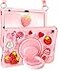 Boaretiu&hellip;&curren; Boaretiu for iPad A16 Case10th Generation Case for Girls Teens Strawberry Soft Silicone Cute with Shoulder Strap Rotating Stand for iPad 11th Generation Case 11 Inch 2025