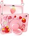 Boaretiu&hellip;&curren; Boaretiu for iPad A16 Case10th Generation Case for Girls Teens Strawberry Soft Silicone Cute with Shoulder Strap Rotating Stand for iPad 11th Generation Case 11 Inch 2025