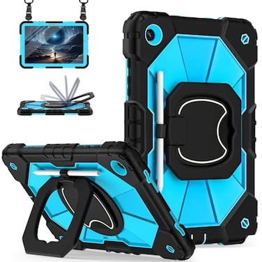 Scnioy for Galaxy Tab A11 Plus A9 Case 11 Inch Rugged Case for Samsung Galaxy A9 PlusA11 Tablet with Screen Protector 360 Rotating Stand Shoulder Strap Pen Holder 20252023 Model Black Blue