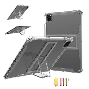 UUcovers Clear Stand Case for iPad Pro 129 Inch 6th5th4th3rd Generation 2022202120202018 with Pencil Stylus Pen HolderKickstand Soft TPU Back Transparent Shockproof Lightweight Cover Clear
