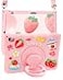 ACEMO for iPad A16 Case 11th Generation iPad 10th Generation Case for Kids Girls with 360 Rotating Kickstand Shoulder Strap Cute Strawberry Cover for iPad 109 inch 11 inch 2022 2025 Pink