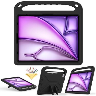 UUcovers Kids Case for iPad Air 13 inch M4M3M2 202620252024 iPad Pro 13 inch M5M4 20252024 iPad Pro 129 inch Case 6th5th4th3rd Generation with Pencil HolderHandle Stand Cover Black