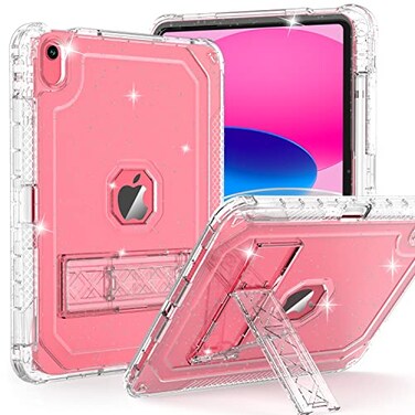 ZoneFoker Case for iPad A16 11th Generation 11 Inch 2025 10th Gen 109 Inch Case 2022 Heavy Duty Shockproof Rugged Protective Translucent Cover with Pencil Holder Kickstand Clear Glitter