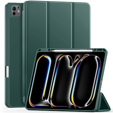 LEOMARON Compatible with iPad Pro 13 Inch Case M5 2025 M4 2024 Soft TPU Back Cover for iPad 13 Pro Case with Pencil Pro USBC Holder Trifold Stand Auto WakeSleep Pine Green