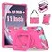 DETUOSI Case for Samsung Galaxy Tab A9 Plus 11 inch 2023 Tab A9 Plus Shockproof Cover with 360Rotatable Stand Shoulder Strap Heavy Duty Case for SMX210X216X218 Camouflage Rose Red