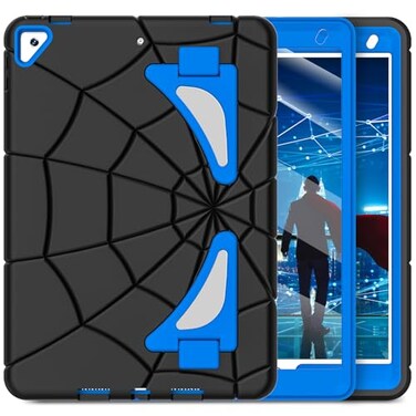 Nitupai iPad 9th Generation Case BlackBlue 102 inch Hard PC and Durable Soft Silicone Construction Precise Cutouts Double Sturdy Kickstand Two Angle View