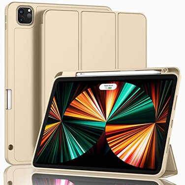 ZryXal New iPad Pro 129 Inch Case 2022202120206th5th4th Gen with Pencil HolderSmart iPad Case Support Touch ID and Auto WakeSleep with Auto 2nd Gen Pencil Charging Champagne Gold