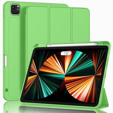 ZryXal New iPad Pro 129 Inch Case 2022202120206th5th4th Gen with Pencil HolderSmart Case Support Touch ID and Auto WakeSleep with Auto 2nd Gen Pencil Charging Grass Green