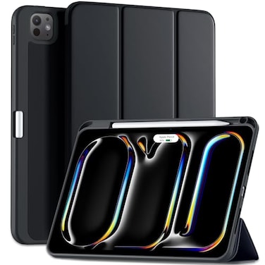 Kidopire New Compatible with iPad Pro 11 Inch Case M4 2024M5 2025 with Pencil Holder Smart Cover with Protective Trifold Stand Soft TPU Back Auto WakeSleep Support Pencil Pro Black