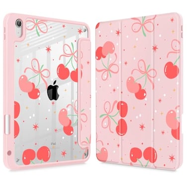 Tuiklol Case for iPad 11 inch A16 Chip 2025 Gen 11th iPad 109 inch 2022 10th Gen Buit in Pencil Holder with Shockproof Cover Clear Transparent Back Shell Auto WakeSleepEtro Cherry