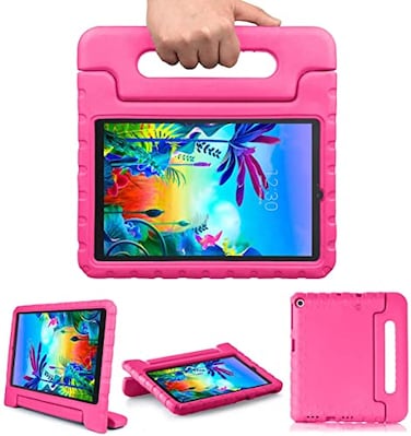 Golden Sheeps Kid Friendly Case Compatible for Walmart Onn 7 3rd gen 2022 ReleaseModel100071481 Shockproof Ultra Light Weight Convertible Handle Stand Cover Rose