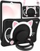 Wazzasoft for iPad 6th GenerationAir 2 Pro 97 Inch Case Girls Cute Black Cat Cover Girly Kawaii with Rotating Handle Stand Strap Silicone Funda for iPad Cases 6th GenAir2Pro 97
