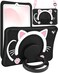Wazzasoft for iPad 6th GenerationAir 2 Pro 97 Inch Case Girls Cute Black Cat Cover Girly Kawaii with Rotating Handle Stand Strap Silicone Funda for iPad Cases 6th GenAir2Pro 97