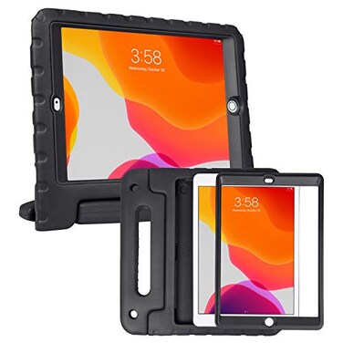 HDE Case for iPad 9th Generation 102 inch for Kids with Builtin Screen Protector Shockproof Cover with Handle Stand fits 2021 9th Gen 2020 8th 2019 7th Models Black