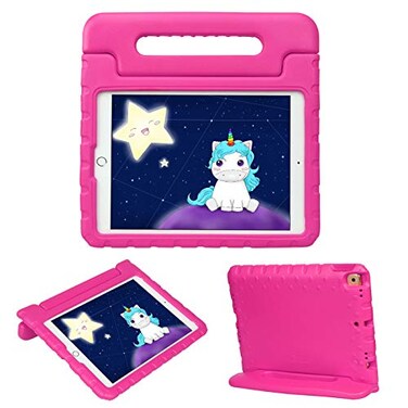 HDE Case for iPad 9th Generation Kids Shockproof Cover 102 inch with Handle Stand fits 2021 9th Gen 2020 8th 2019 7th Tablet Hot Pink