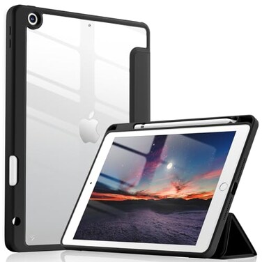 Wenlaty Compatible with iPad 9th 8th 7th Generation Case202120202019 Full Body Protective Cover with Pencil Holder Clear Case Designed for iPad 102 Inch Auto SleepWake Cover Black