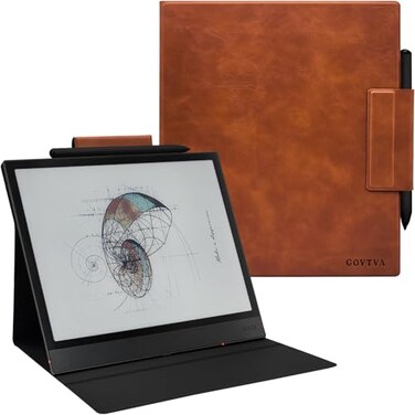GOVTVA Magnetic Stand Case for Onyx Boox Tablet Note Air 5 CNote Air 4 CNote Air 3 C 202520242023 Released UltraThin Leather Cover with Magnetic Pen Buckle Auto SleepWake Vintage Brown