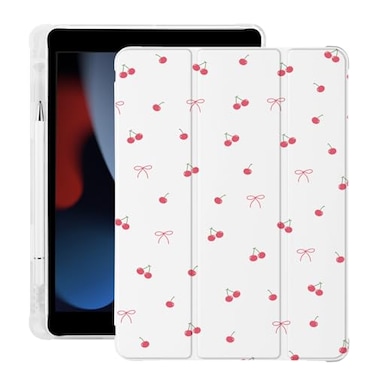 LuminousGuard Cute Kawaii Cherry Bow for iPad A16 11th Generation Case 11 Inch 2025 for iPad 10th Generation Case 109 Inch 2022 with Pencil Holder Auto SleepWake Leather Soft TPU Back Cover