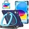 BKOUNCTK for iPad A16 11th10th Generation Case 20252022 11109Heavy Sturdy Shockproof Kids Case with Screen ProtectorRotating StandPencil HolderShoulder Strap Navy BlueBlue