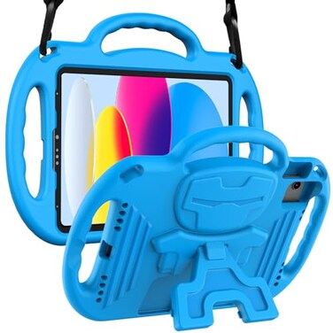 LTROP Kids Case for iPad A16 11th Generation 11inch2025 10th Generation 109 Inch2022 Air 5th 4th Gen 109 with Shoulder Strap Shockproof Lightweight Handle Stand Child Bumper Case Blue