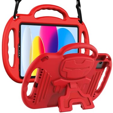 LTROP Kids Case for iPad 11th Generation A16 2025 10th Generation109 Inch 2022 with Shoulder Strap Durable Light Weight Handle Stand ChildProof Bumper Case for iPad 11th10th Gen Red