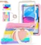 BATYUE Case for iPad A16 11th10th Gen 11109 Heavy Duty Shockproof Cover for Kids with 360 Rotating 180 Folding Stand Screen Protector Shoulder Strap Pencil Holder Colorful Pink
