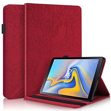 Pefcase Case for Samsung Galaxy Tab A 105 2018 Model SMT590T595T597 Flip Stand Leather Wallet Case Protective Cover with Card Holder for Tab A 105 2018 Model SMT590T595T597 Red