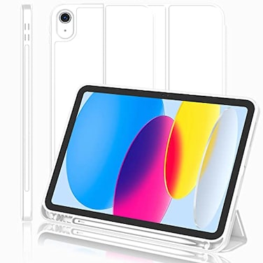 iMieet iPad A16 Case 11th GeniPad 10th Generation Case 11Inch 2025109 Inch 2022 with Pencil Holder Trifold Stand Smart Cover with Soft TPU BackAuto WakeSleepWhite