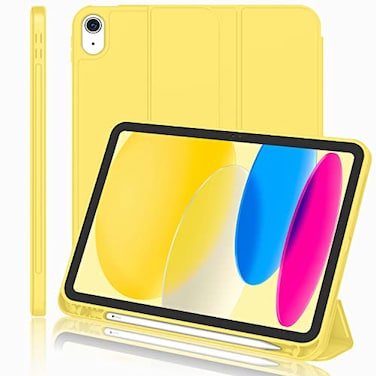 iMieet iPad A16 Case 11th GeniPad 10th Generation Case 11Inch 2025109 Inch 2022 with Pencil Holder Trifold Stand Smart Cover with Soft TPU BackAuto WakeSleepYellow