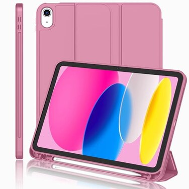 iMieet iPad A16 Case 11th GeniPad 10th Generation Case 11Inch 2025109 Inch 2022 with Pencil Holder Trifold Stand Smart Cover with Soft TPU BackAuto WakeSleepNew Pale Violet Red