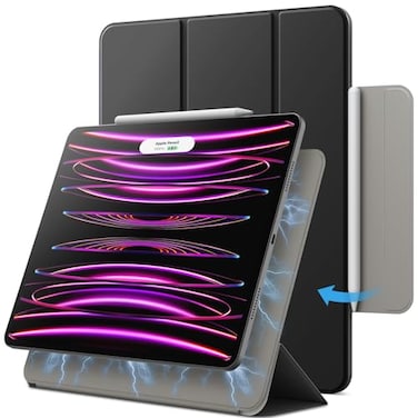 JETech Magnetic Case for iPad Pro 129 Inch 2022202120202018 6th5th4th3rd Generation Pencil 2nd Charging Magnetic Attachment Cover Auto WakeSleep Black