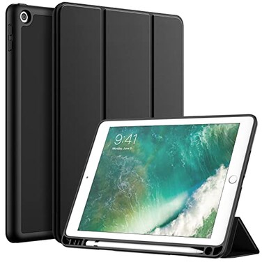 JETech Case for iPad 97Inch 6th5th Generation 20182017 with Pencil Holder Slim Tablet Cover with Soft TPU Back Auto WakeSleep Black