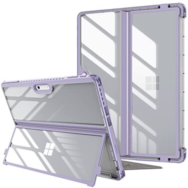 Fintie Hard Case for 13 Inch Microsoft Surface Pro 12thBusiness11th109 Shockproof Folio Rugged Cover with Clear Transparent Back Shell Compatible with Type Cover Keyboard Lilac Purple