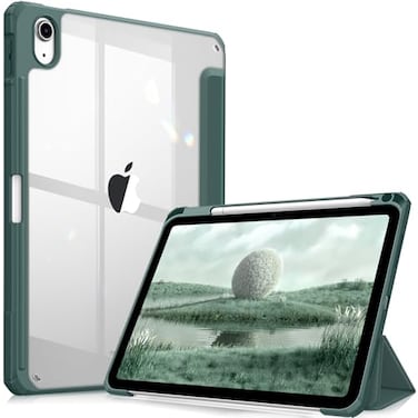 Fintie Hybrid Slim Case for iPad A16 11th Generation 11 Inch 2025 iPad 10th Generation 109 Inch 2022 Shockproof Cover with Clear Transparent Back Shell Pencil Holder Midnight Green